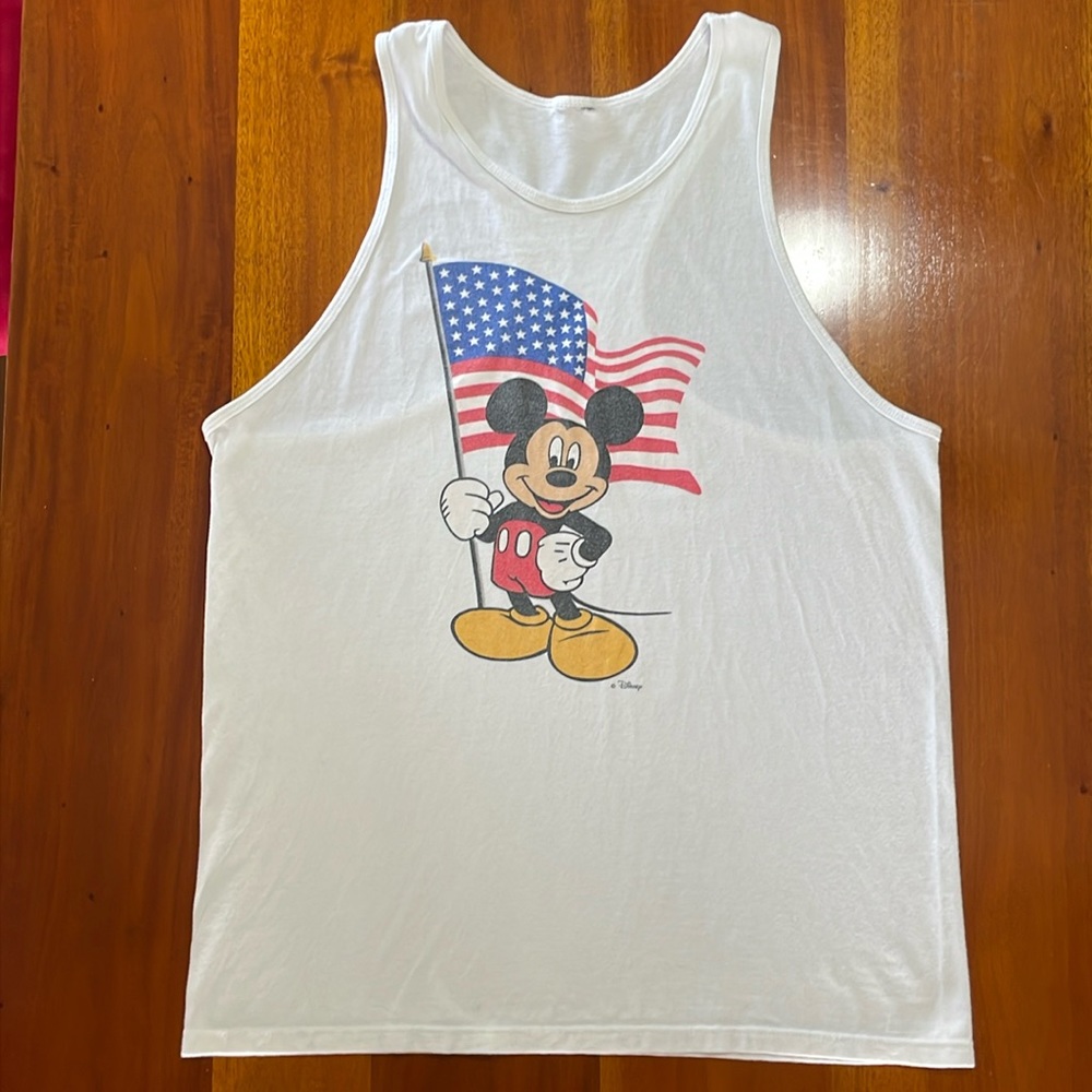 Vintage Mickey Mouse American flag racer back tank top shirt